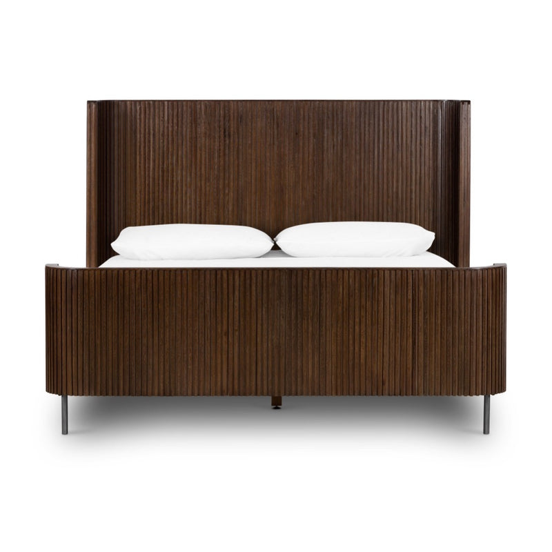 Four Hands Fletcher Queen Bed Terra Brown Oak Front Facing View