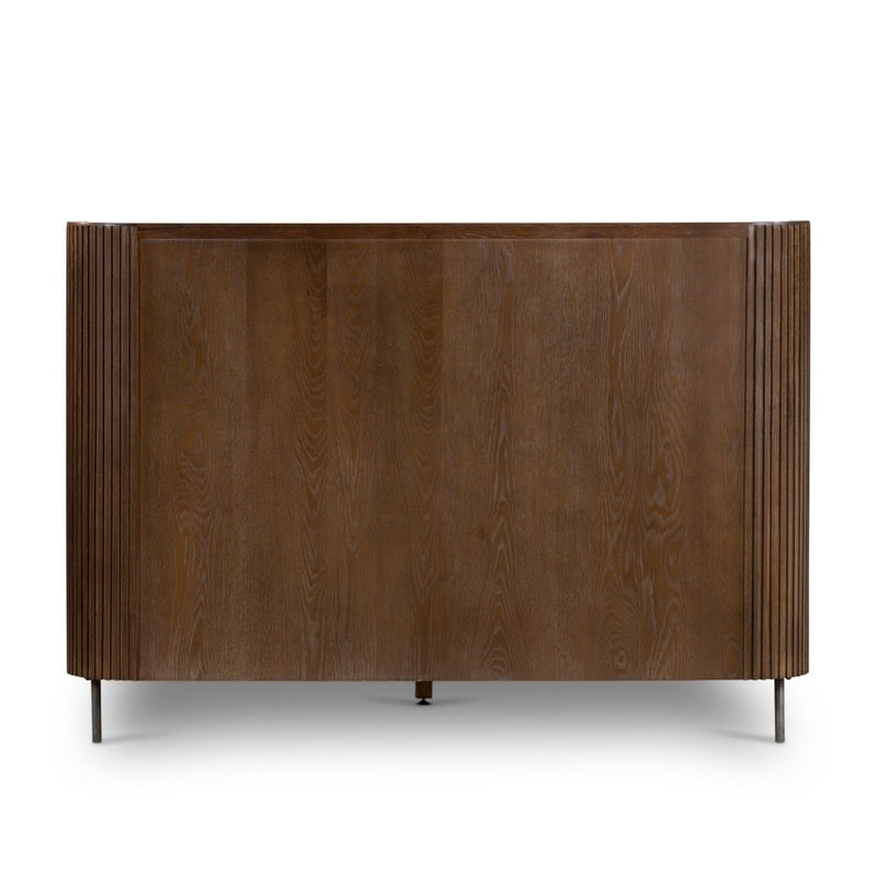 Fletcher Queen Bed Terra Brown Oak Back View Four Hands