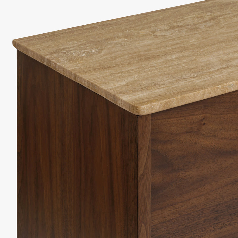 Co.House Designs Fontaine Buffet Walnut & Travertine Tabletop Corner