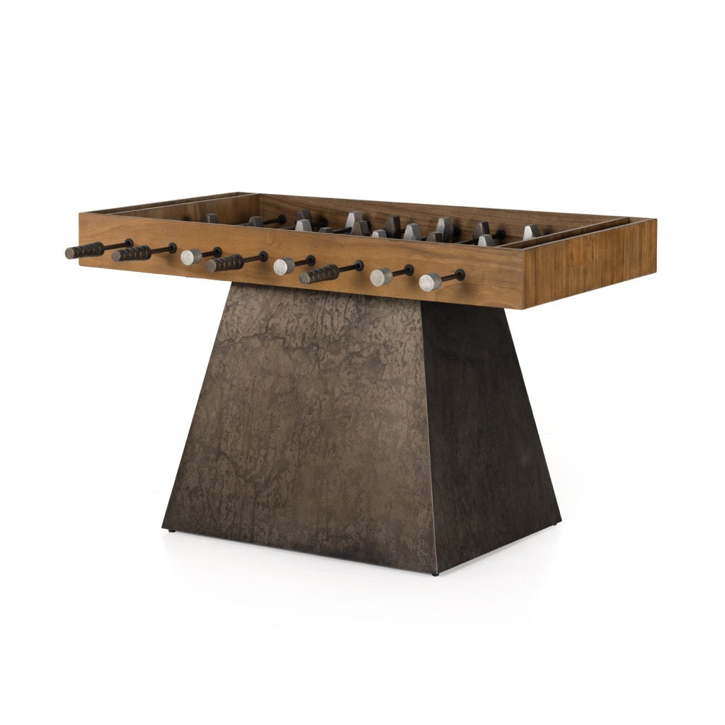 Foosball Table Natural Brown Guanacaste Angled View Four Hands