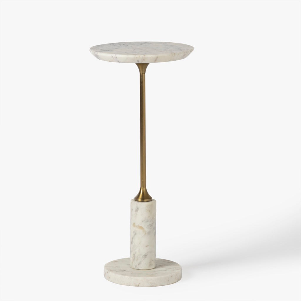 Co.House Designs Francesca Marble Drink Table White Front Facing View