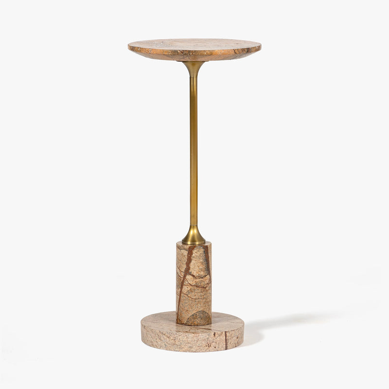 Co.House Designs Francesca Marble Drink Table Brown Angled View CH-1003809-IN01-FN-LV-ST-BR