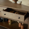 Four Hands Gardendale Kitchen Island staged open drawer 