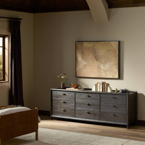 Four Hands Glenview 9 Drawer Dresser - Cracked Smoked Black Veneer Four Hands Glenview 9 Drawer Dresser - Cracked Smoked Black Veneer