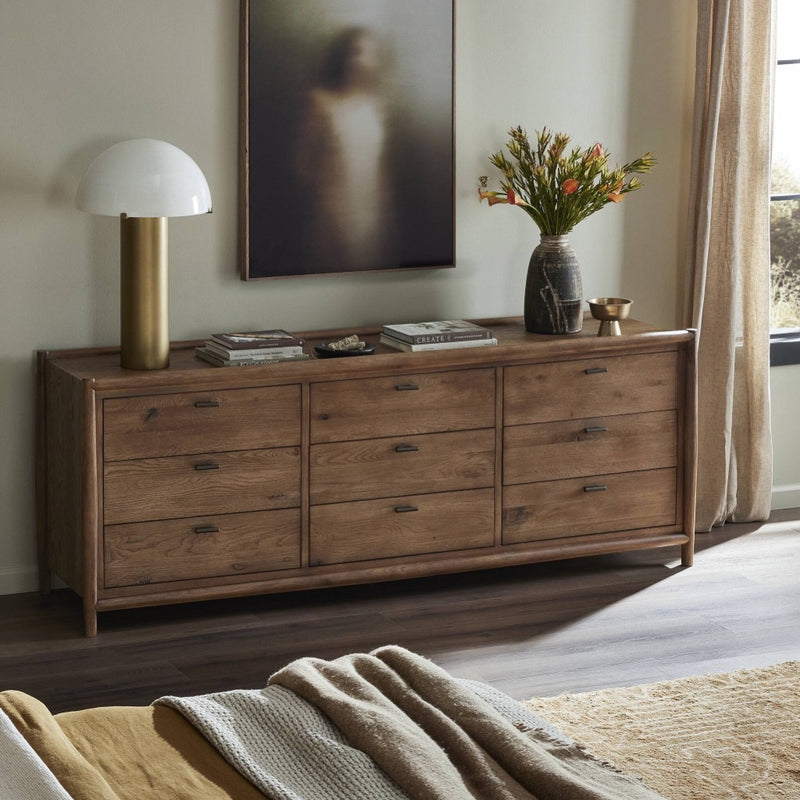 four hands dresser Rosedale 8 Drawer Yucca Oak Veneer Raleigh 6-Drawer Dresser