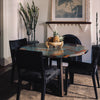 Graysill Copper Dining Table with Verde Medley Copper Patina and Burnt Coconut Base Finish