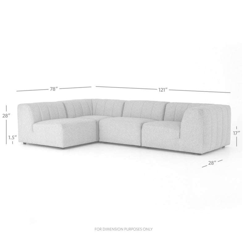 Four Hands Gwen Outdoor 4-Piece Sectional dimensions diagram
