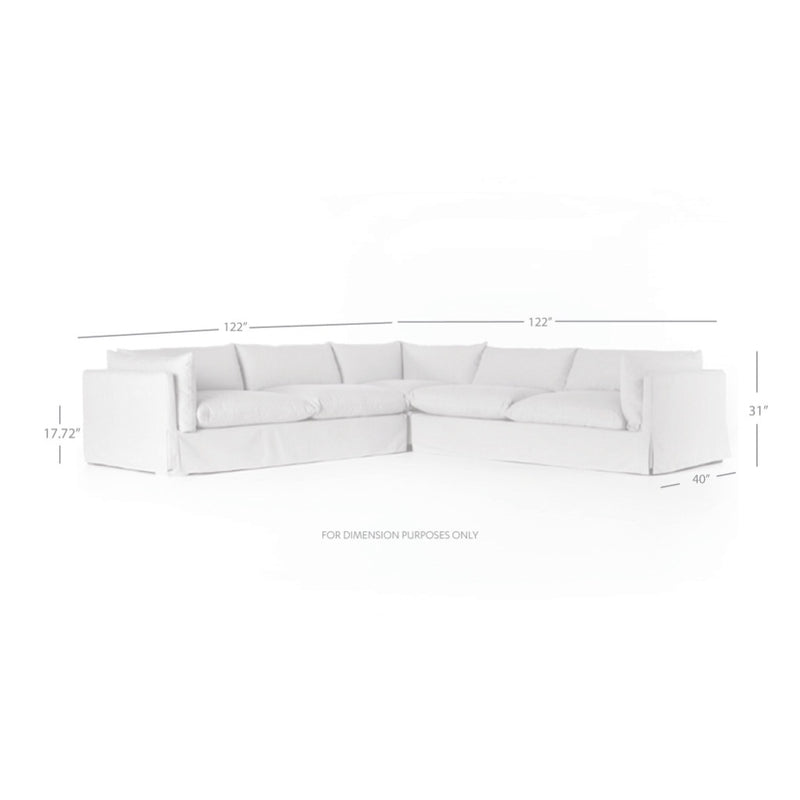 Four Hands Habitat Slipcover 3-Piece Sectional dimensions graph