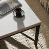 Hammered Iron Coffee Table White Marble Staged View Detail 236010-002