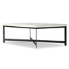 Hammered Iron Coffee Table White Marble Angled Side View 236010-002