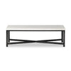 Hammered Iron Coffee Table White Marble Front View Four Hands