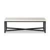 Hammered Iron Coffee Table White Marble Front View Four Hands