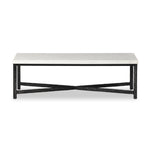 Hammered Iron Coffee Table White Marble Front View Four Hands