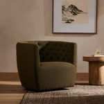 Four Hands Hanover Swivel Chair Fiqa Boucle Olive Staged View