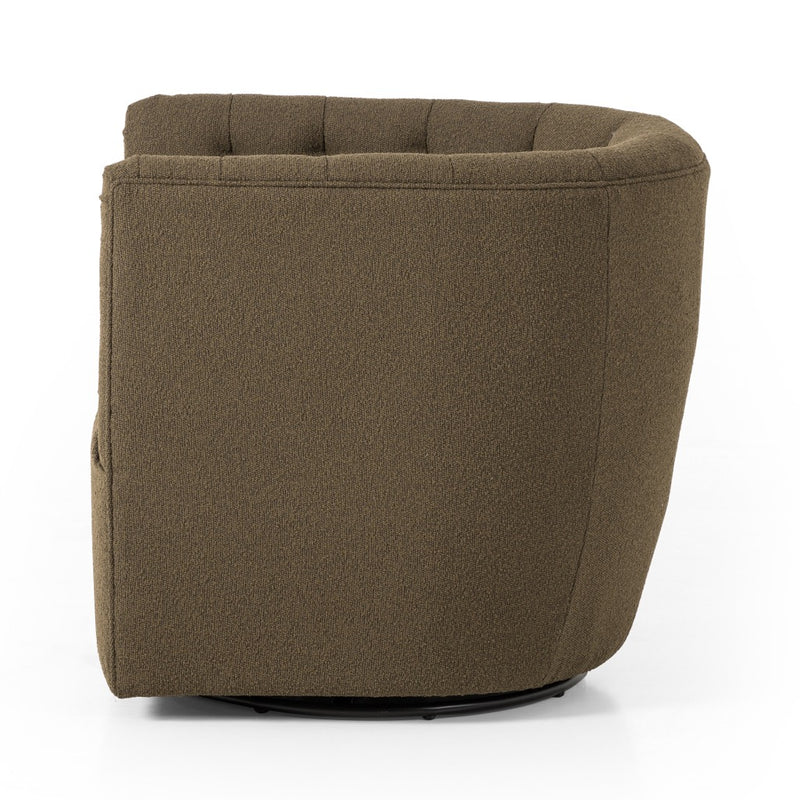 Hanover Swivel Chair Fiqa Boucle Olive Side View 106090-018