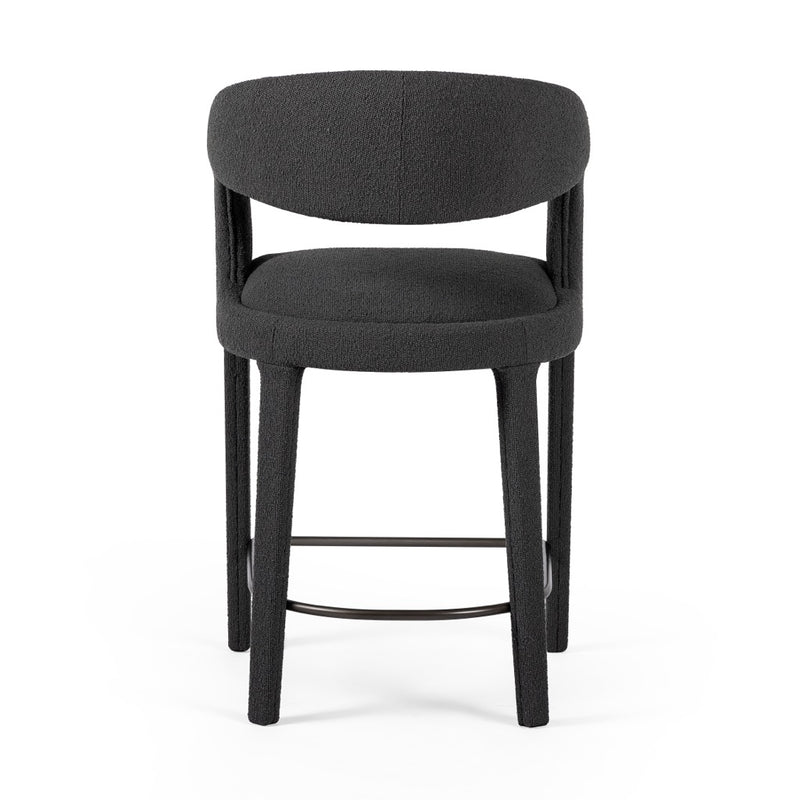 Four Hands Hawkins Counter Stool Fiqa Boucle Charcoal Back View