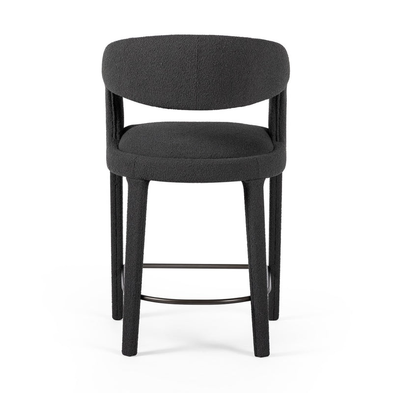 Four Hands Hawkins Counter Stool Fiqa Boucle Charcoal Back View