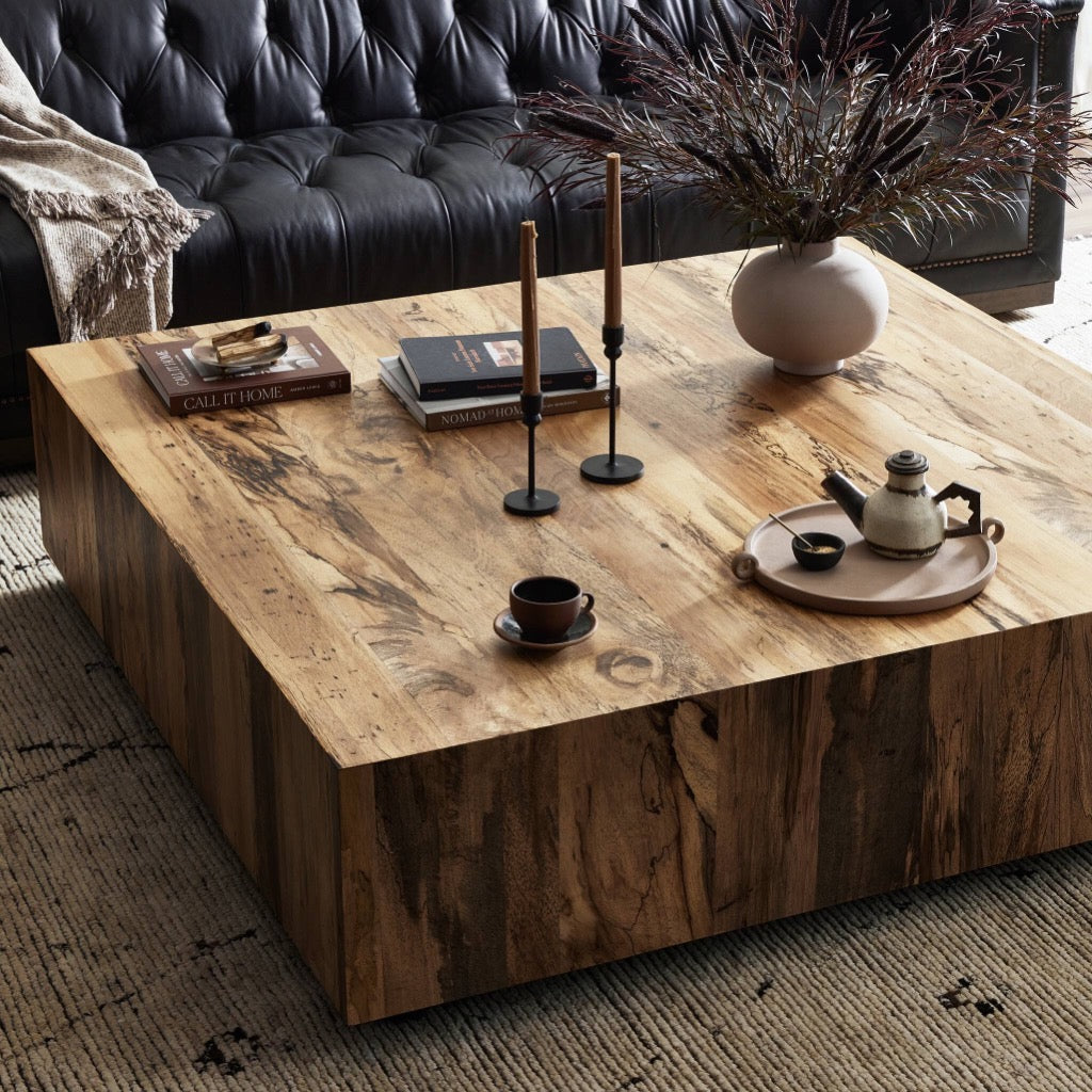 Four Hands Hudson Large Square Coffee Table - Spalted Primavera ...