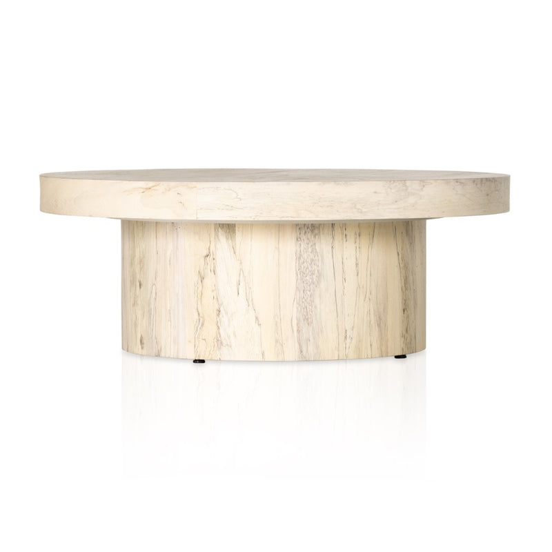 Hudson Pedestal Coffee Table Bleached Spalted Angled View 229609-004