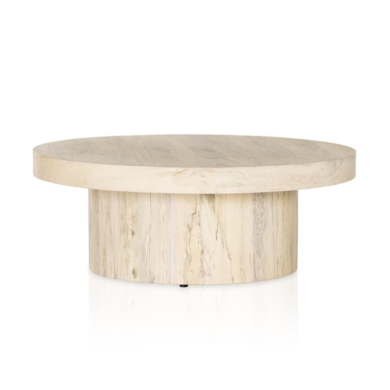 Hudson Pedestal Coffee Table Bleached Spalted Angled View 229609-004