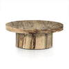 Four Hands Hudson Pedestal Coffee Table Spalted Primavera Angled View