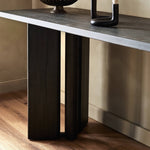 Huxley Console Table Smoked Black Veneer Stages View Oak Leg Four Hands