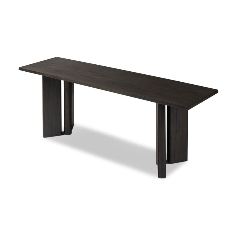Huxley Console Table Smoked Black Veneer Top Angled View Four Hands
