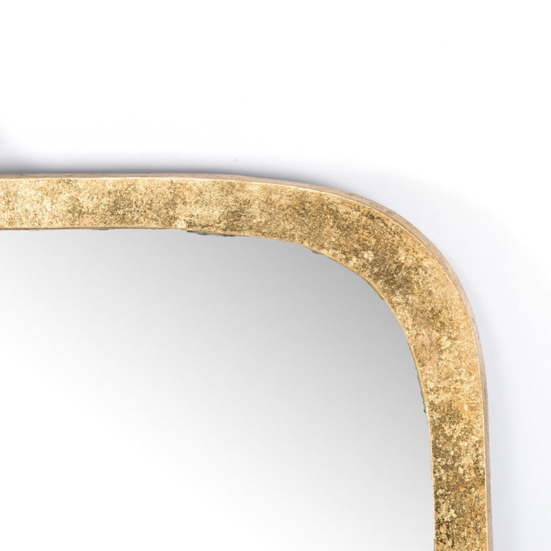 Hyde Large Mirror Gold Leaf Aluminium Front Corner Detail Four Hands