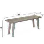 HTD Ibiza Bench angled with dimensions 