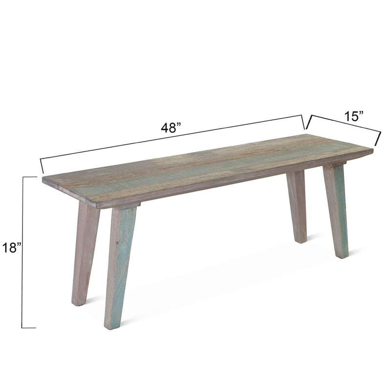 HTD Ibiza Bench angled with dimensions 