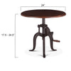 Industrial Loft Adjustable Side Table  FIL-ST24WN front view with dimensions 