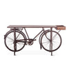 HTD Industrial Teak Bicycle Console Table front view 