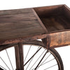 HTD Industrial Teak Bicycle Console Table table top view 