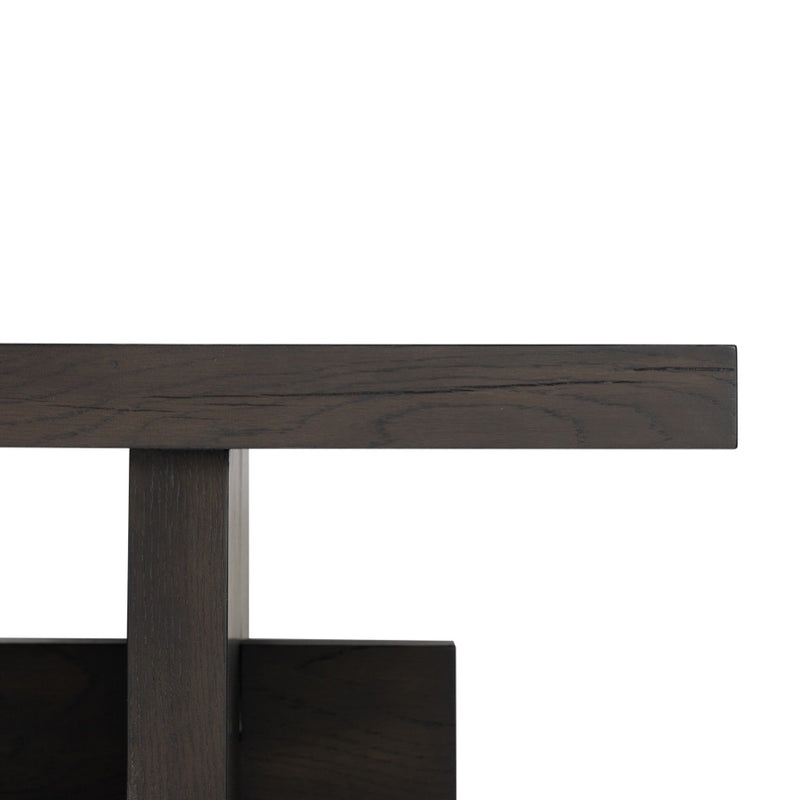 Four Hands Isaac Coffee Table Smoked Black Veneer Graining on Base