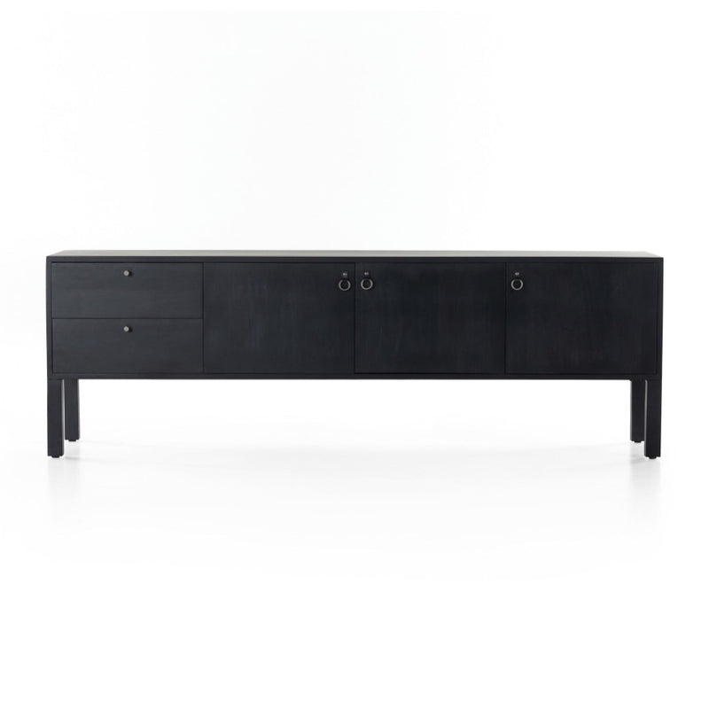 Isador Media Console Black Wash Poplar Front Facing View 223975-002