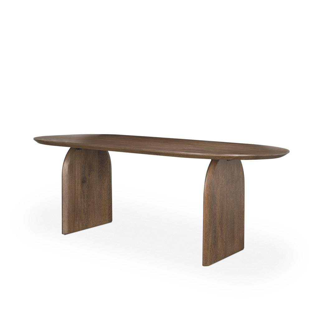 Mercana Isla Oval Dining Table Dark Brown Angled View 70559-AB