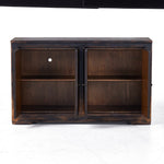 Van Thiel It Takes an Hour Sideboard Distressed Black Front Facing View Open Doors Four Hands