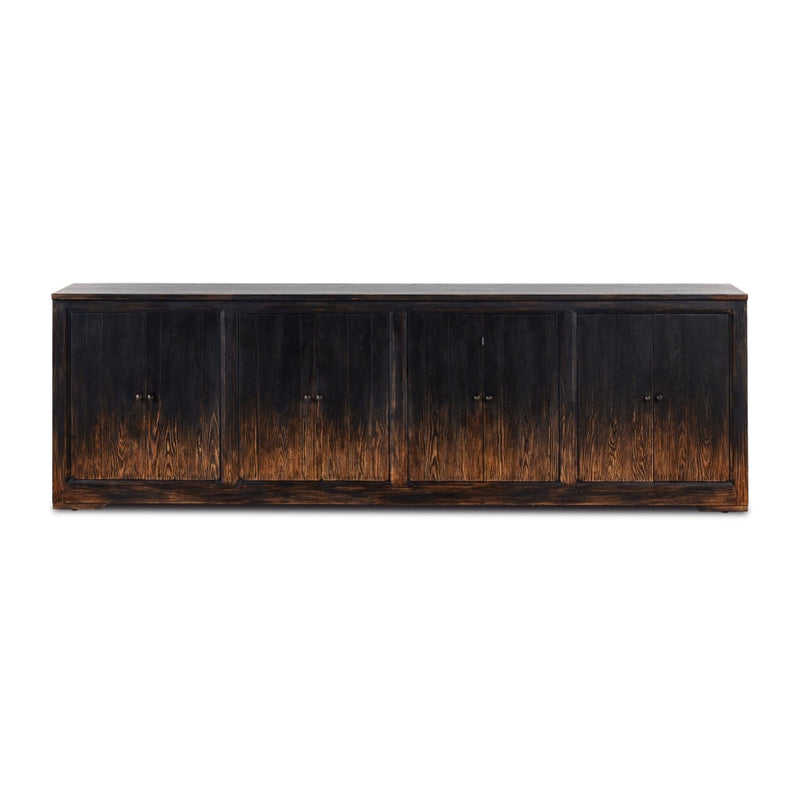 It Takes an Hour Sideboard Distressed Black Front Facing View Four Hands