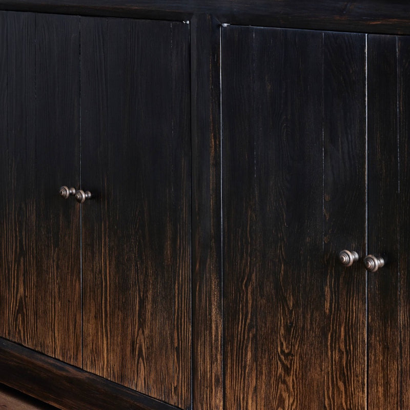 It Takes an Hour Sideboard Distressed Black Aged Bronze Handles Four Hands
