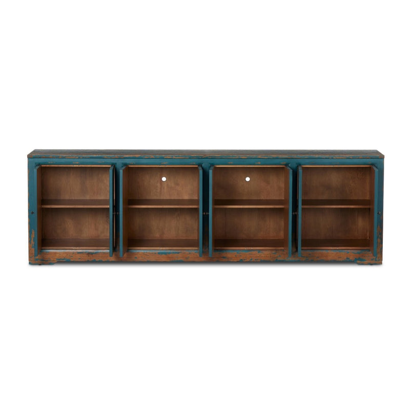 It Takes an Hour Sideboard Distressed Blue Open Cabinets 242172-002