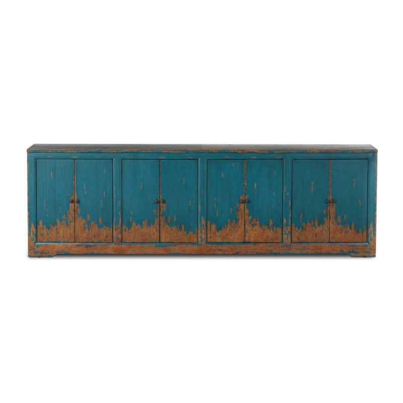 Four Hands It Takes an Hour Sideboard Distressed Blue Front Facing View