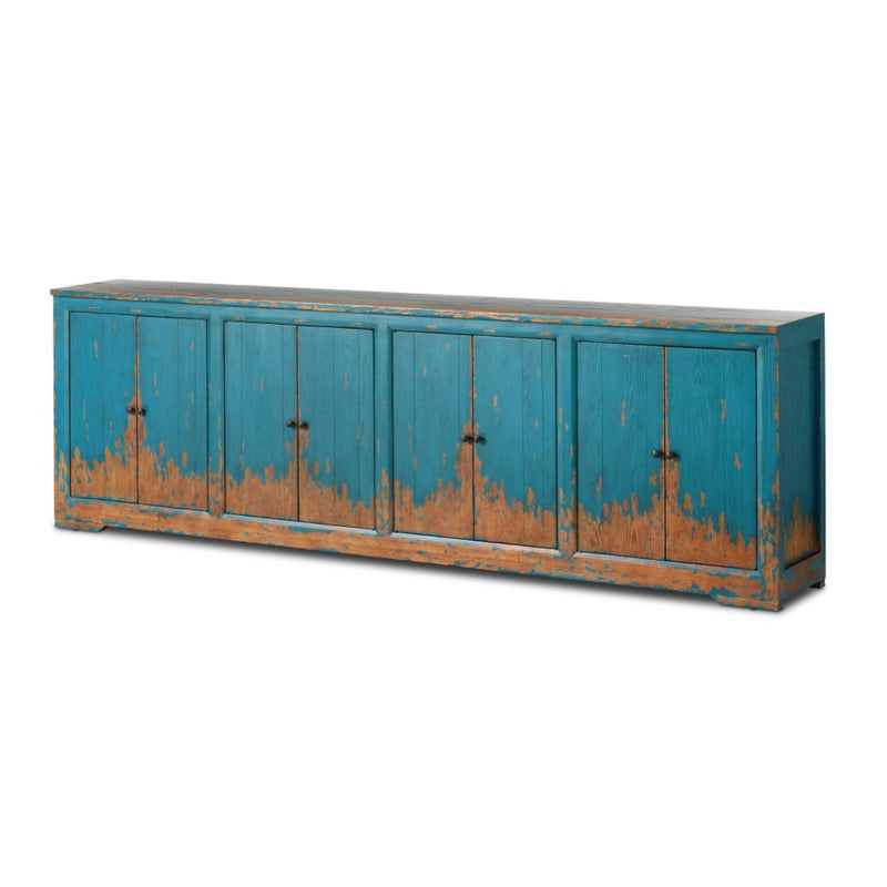 It Takes an Hour Sideboard Distressed Blue Angled View 242172-002