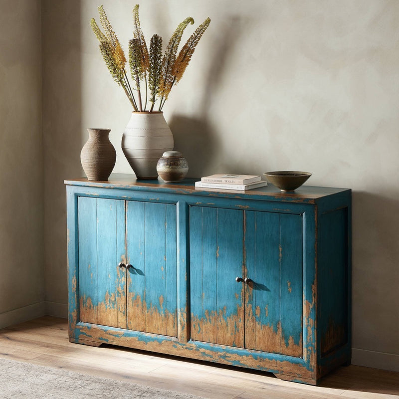 It Takes an Hour Sideboard Distressed Blue Staged View 237665-002