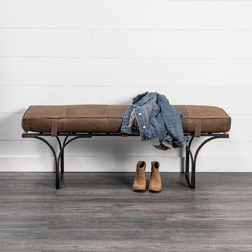 Jessie Bench - Brown Leather