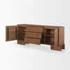 Mercana Jonan Sideboard Medium Brown Angled View Open Drawers