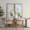 Mercana Jovani Oval Dining Table staged view with two dining chairs