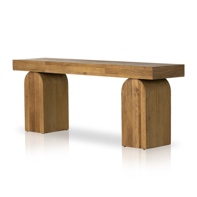 Keane Console Table Natural Elm Angled View Four Hands