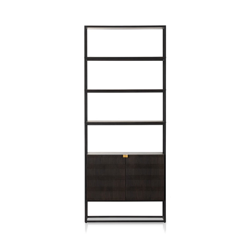 Kelby Bookcase Gunmetal Front View Four Hands