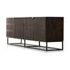 Four Hands Kelby Closed Media Console Carved Vintage Brown Angled View