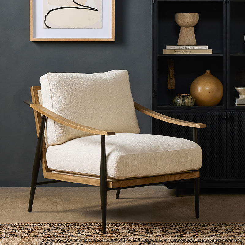 Kennedy Chair Kerby Ivory Staged view Four Hands